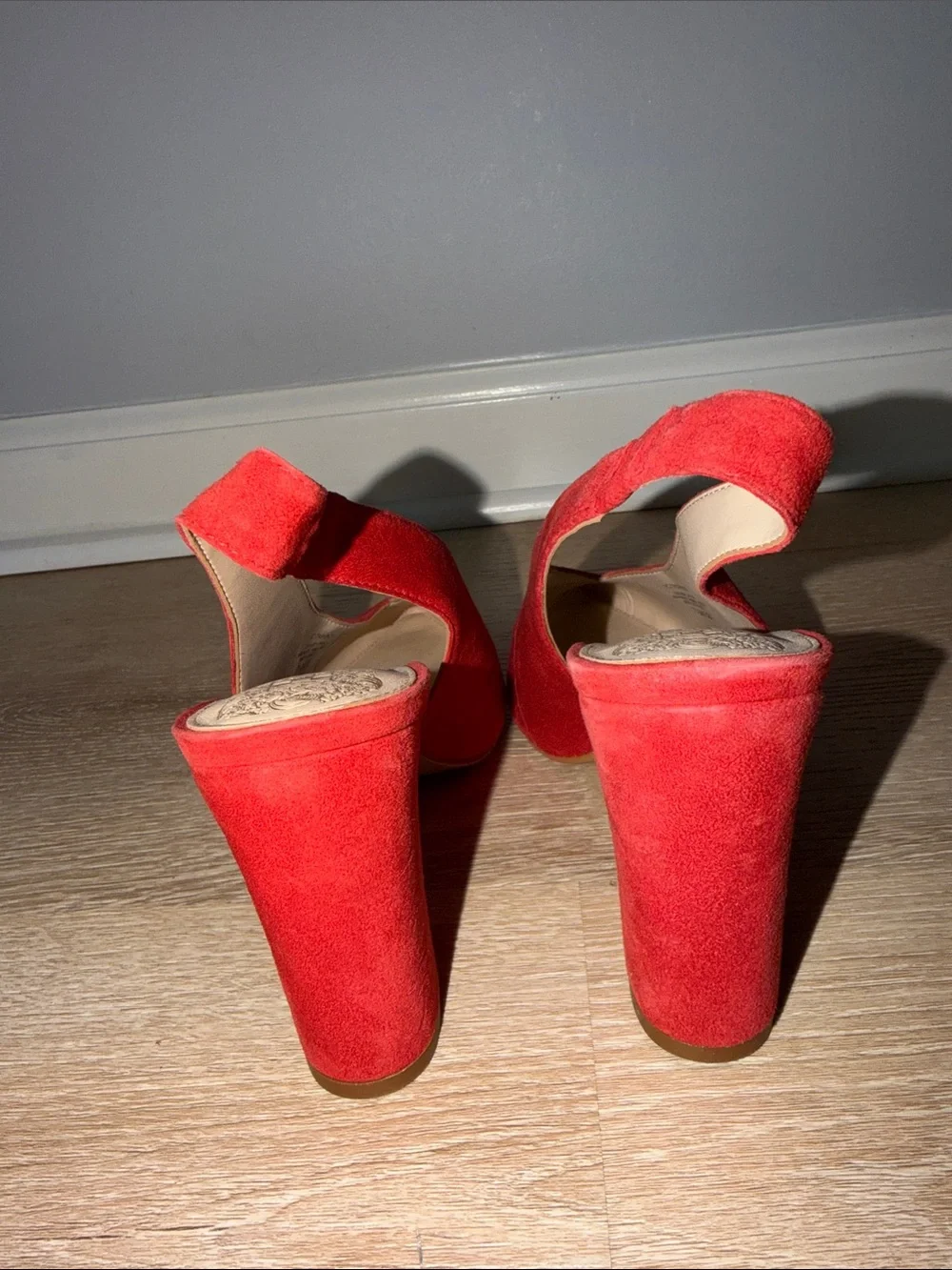 Vince Camuto Bright Red Suede Pointed Slingback Heels